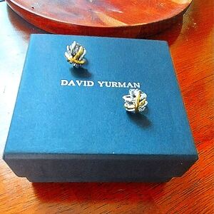 🌹. David Yurman Crossover Stud Earrings Sterling & 18K Yellow Gold